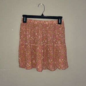Pink Rose Pink Floral Tiered Skirt size S